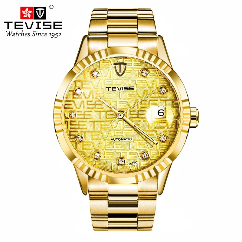 official-websiteTEVISE2024New Popular \'s Men\'s Gold Automatic Mechanical Watch