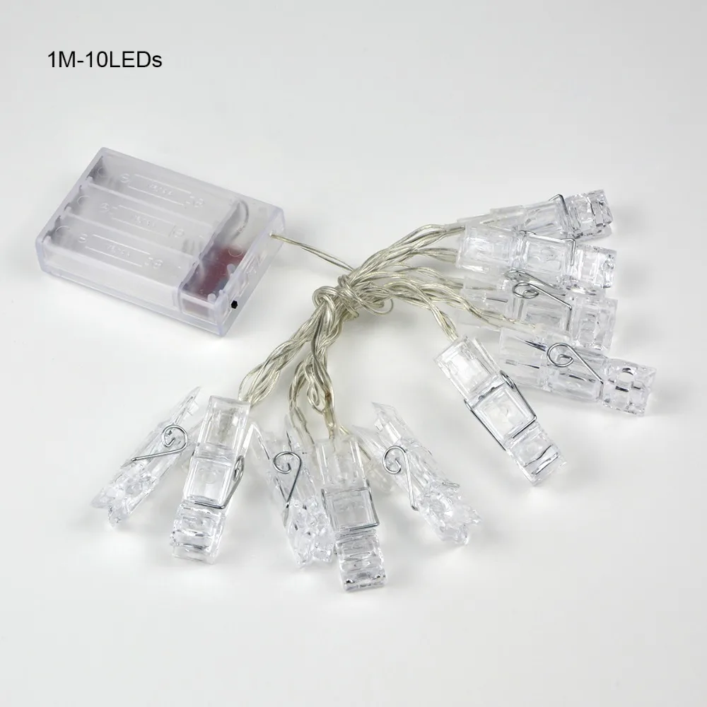 1M 2M Photo Clips String Lights Christmas Fairy Lights Battery-operated Garland Hanging Picture Cards Holder Holiday Lamp Decor