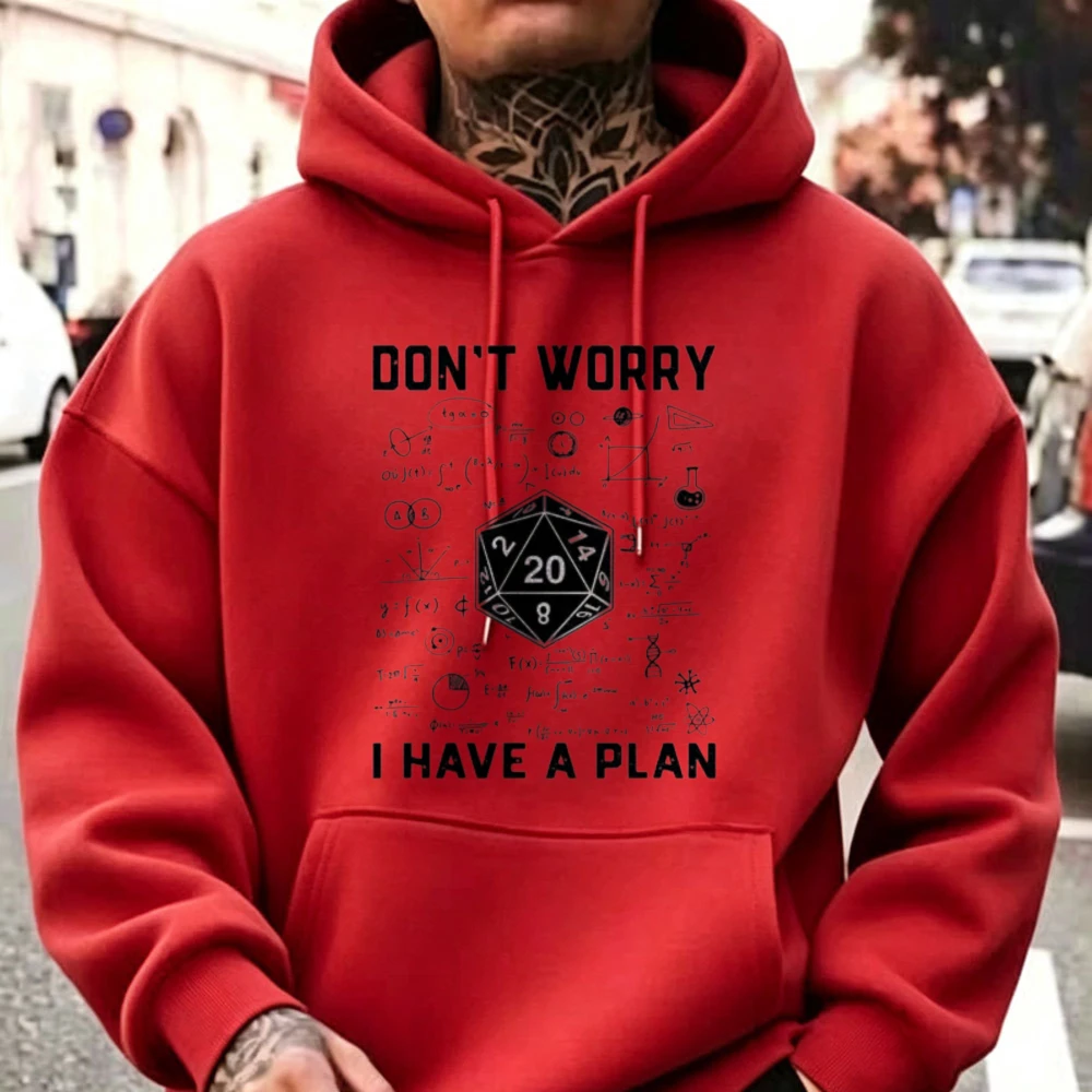 Dont Worry I Have A Plan D20 Dice Math Formula Hoodie DND Tabletop RPG Game Print Pullover Hooded Sweatshirt Nerd Geek Hoodie