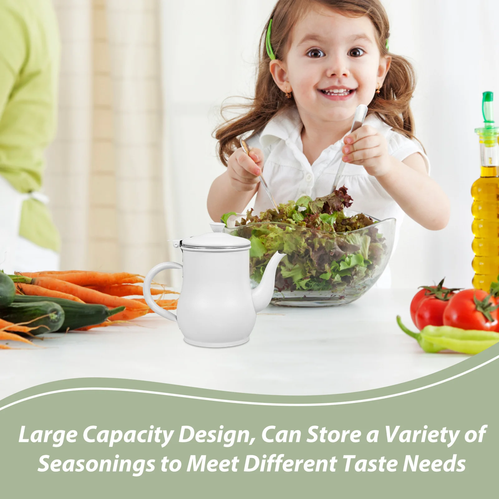 

Kitchen Oil Container Stainless Steel with Anti-Slip Handle and Strainer Filter Oil Storage Pot Soy Sauce Container