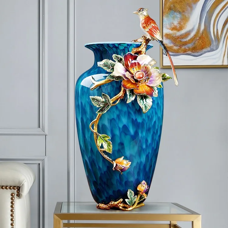 Wholesale enamel glass vase light luxury decoration living room dining table TV cabinet decorative arts home decoration Diwali