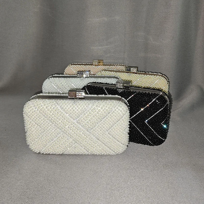 

Classical Women Pearl Clutch Bright evening party shoulder bag Elegant Striped crystal Clutches