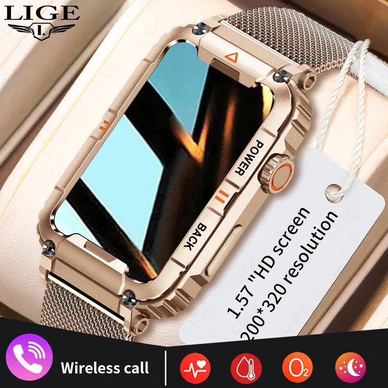 

LIGE Smart Watch Man Outdoor Sport Fitness Tracker Bluetooth Call AI Voice Bracelet Women Smartwatch For Android IOS Fashion GPS