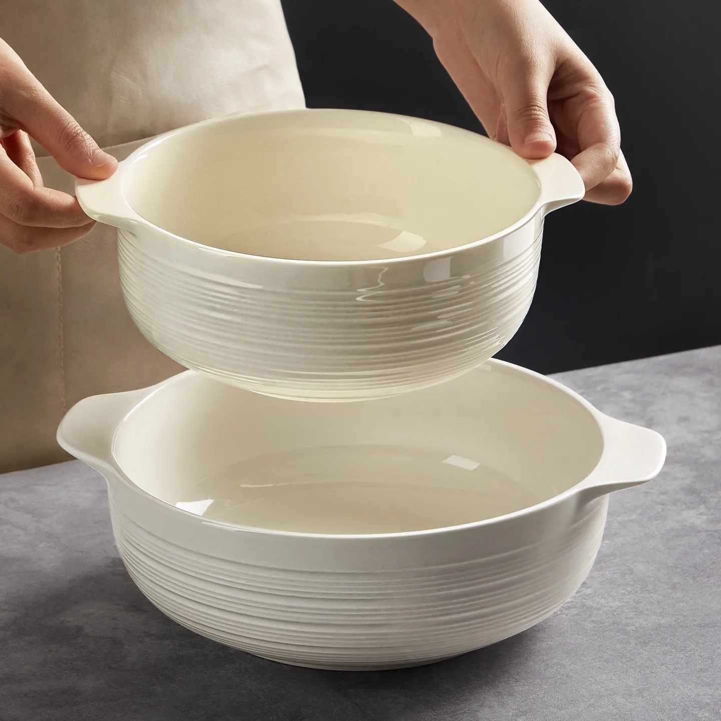 

YFY ceramic white binaural soup simple large bowl Japanese instant noodles fish large capacity large basin