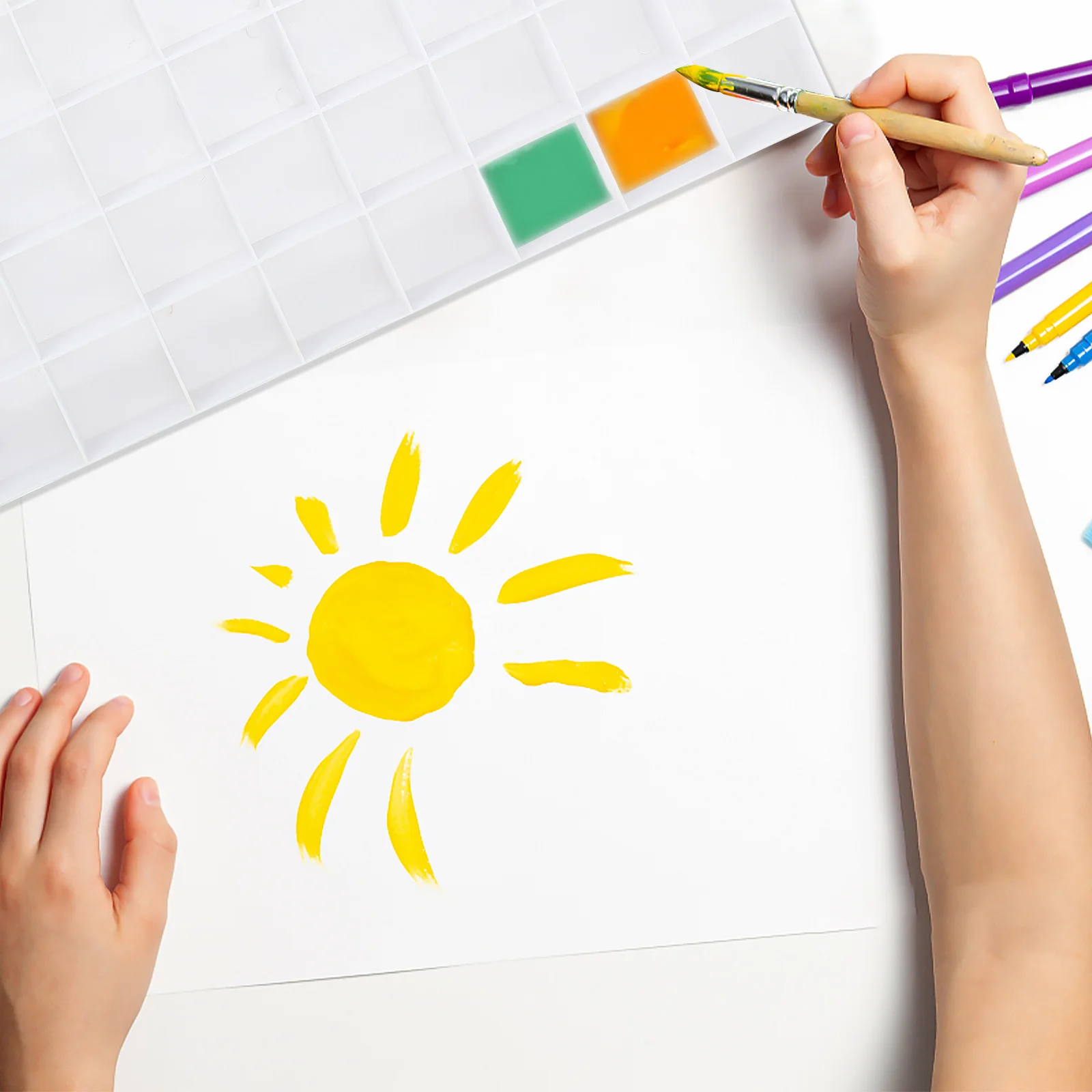 3 قطع من حاوية صبغات الألوان المائية البلاستيكية المتينة ذات سعة كبيرة وخفيفة الوزن وحامل طلاء الغواش للحرف اليدوية للرسامين