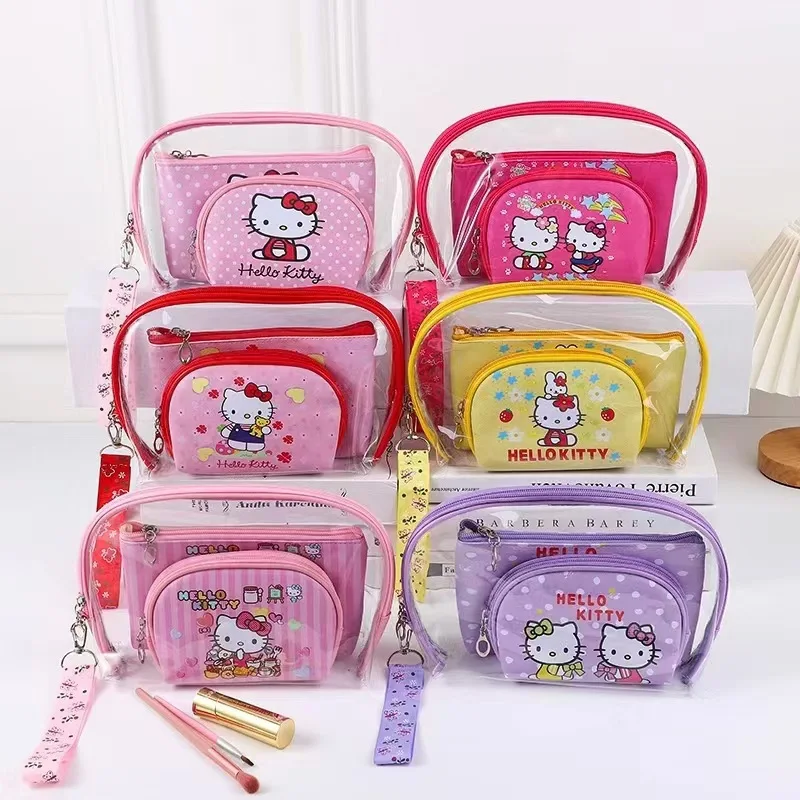 

Hello Kitty Makeup Bag Set Cute Cartoon Fashion Large Capacity Toilet Bag Storage Bag Women Supplies Student Gift Wholesale