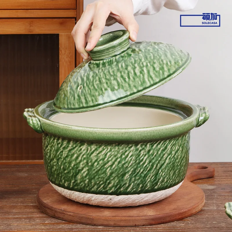 DSA ceramic casserole pot household high temperature dry burning without cracking rice shallow pot health saucepan