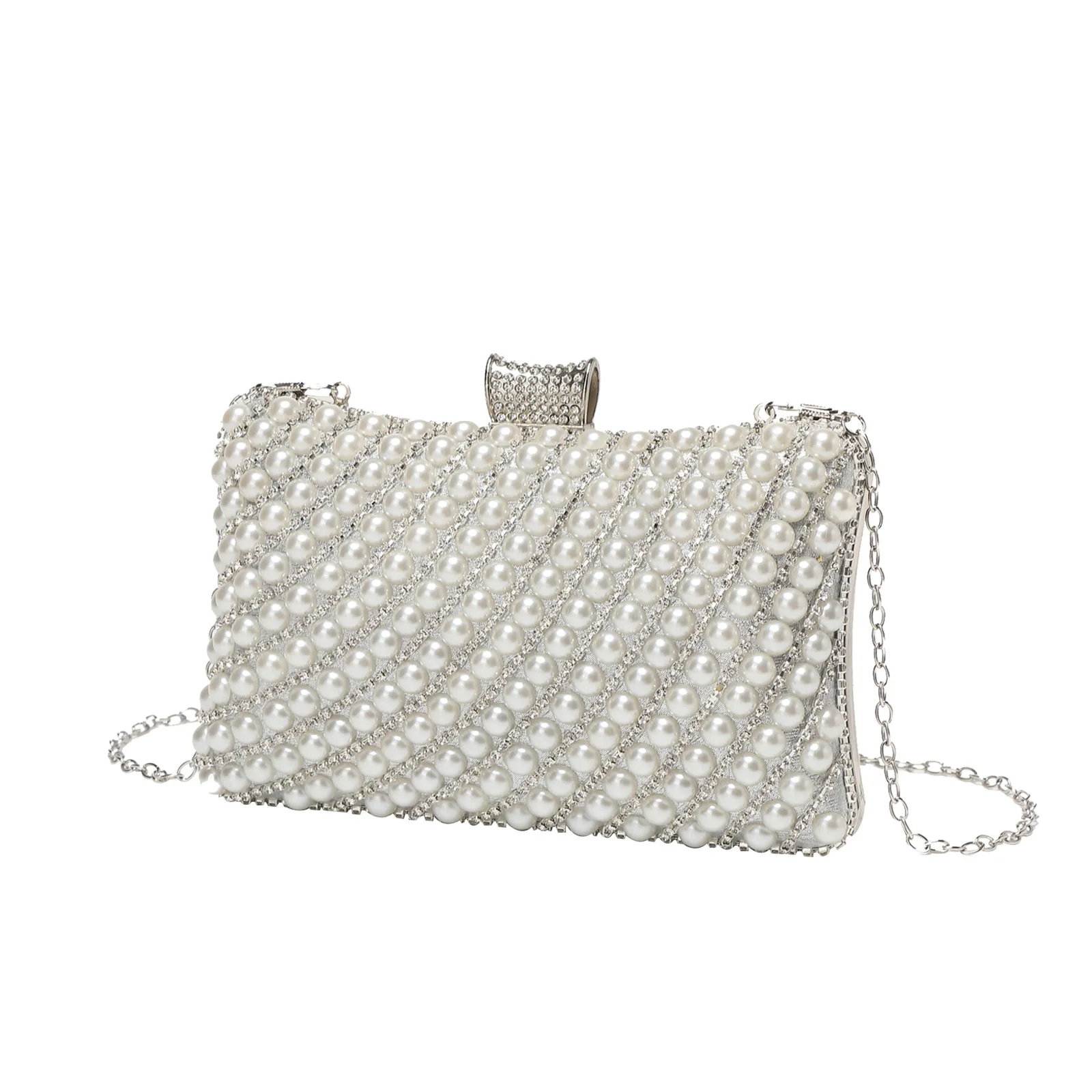 

Popular Shiny Pearl Rhinestone Dinner Bag Fashion Versatile Pillow Chain Messenger Bag Sac De Marque Luxe Femme Bolsas De Mujer
