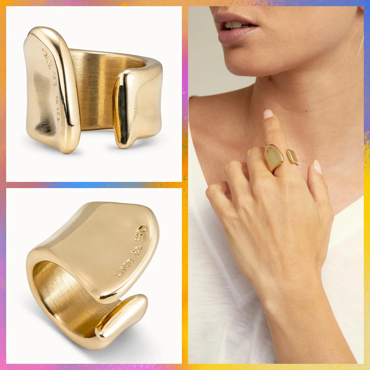 2024 Spain  Jewelry Gold Luxury Exquisite Irregular Opening Ring Women's Romantic Festival Gift Souvenir