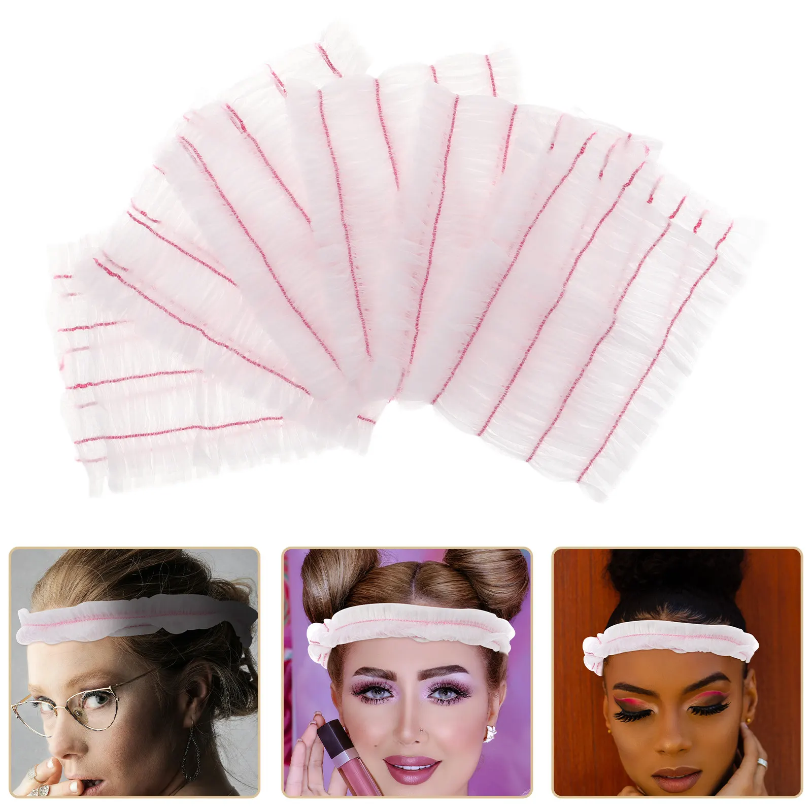 

100Pcs Elastic Disposable Headbands Soft Nonwoven Facial Spa Makeup Skincare Salon Headbands for Face Washing Spa Supplies