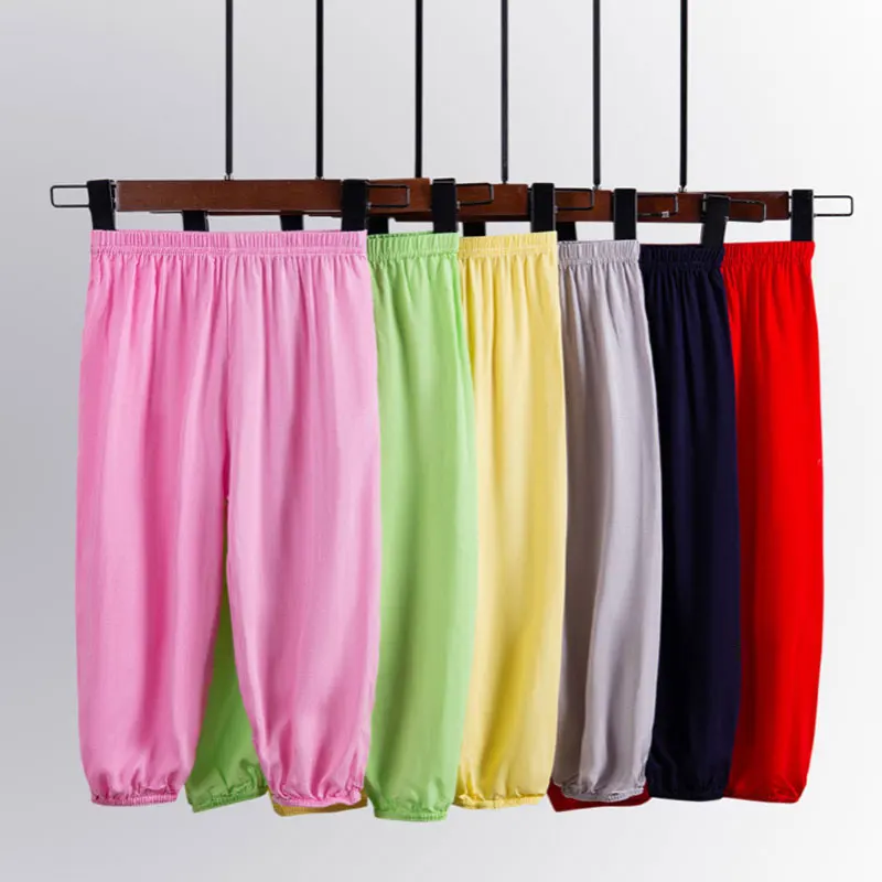 2025 Summer Children's Mosquito Pants Boys Girls Bamboo Cotton Trousers for Kids Air-conditioned Home Sleepwear Baby Leggings