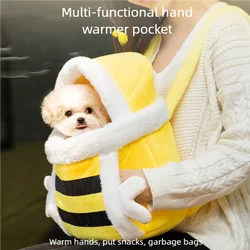 winter, cute little bees, carrying bags, warm and thick cat bags, pet outdoor bags, backpack supplies