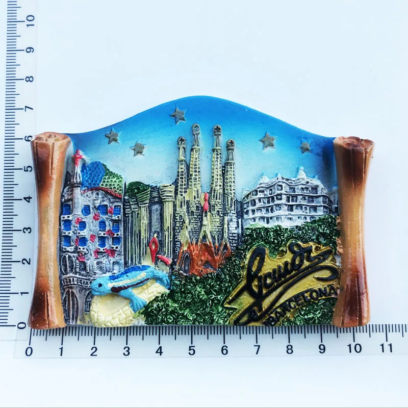 Landmarks in Barcelona, Spain  Fridge Magnet,Creative,Travel,Commemorate,Crafts,3D,Ornaments,Magnetism,Resin Material,Refrigerat