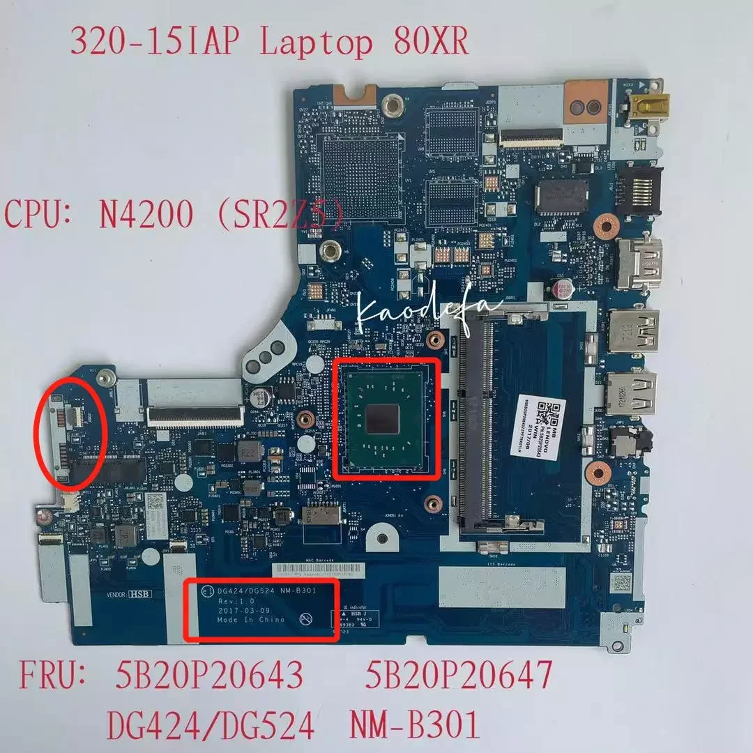 

NM-B301 материнская плата для Lenovo Ideapad 320-15IAP 80XR CPU:N4200 SR2Z5 DDR3 FRU:5B20P20643 5B20P20647 100% ТЕСТ ОК