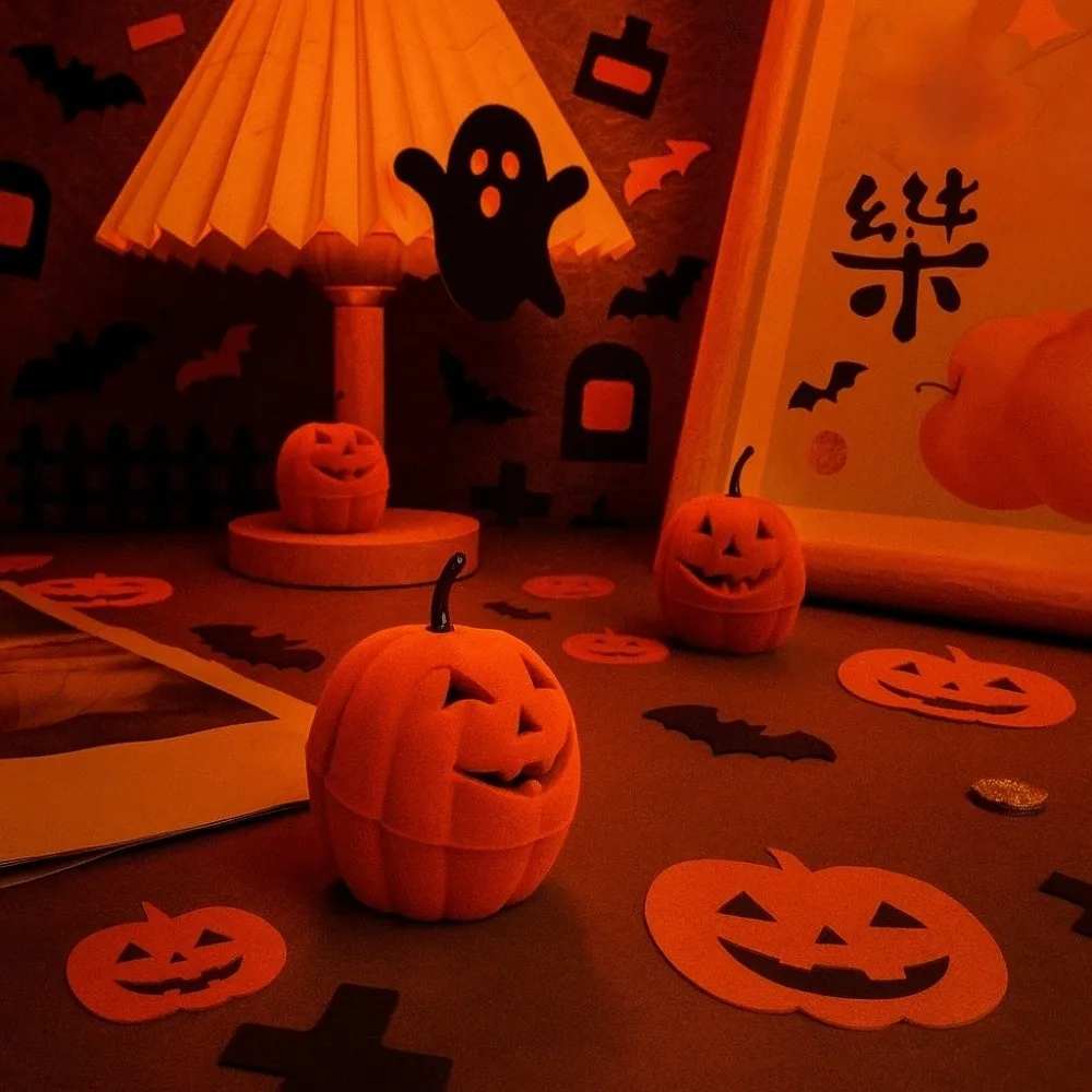 

Creative Wedding Halloween Jewelry Box Storage Anti-collision Pumpkin Rings Box Orange Mini Flannel Jewelry Organizer Couples