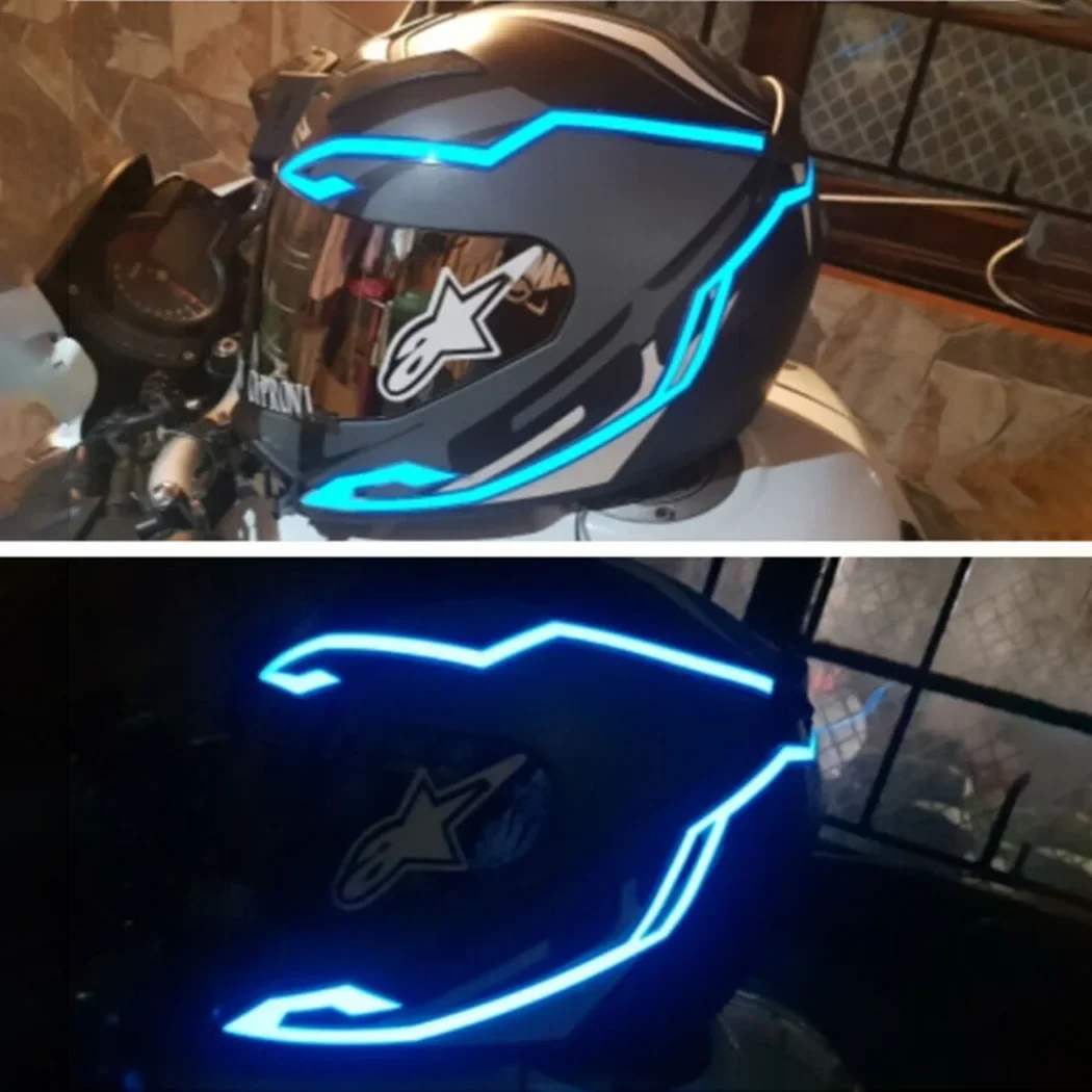 

4PCS Motorcycle LED Night Light Riding Signal Helmet EL Cold Light 4 Mode Blue 380*35mm Motorcycle Accessories