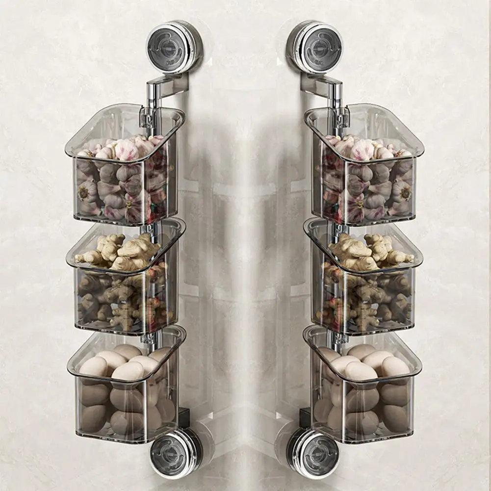 

Настенный вращающийся кухонный органайзер с дренажными отверстиями, держатель на присоске для эффективной стеллажа для хранения