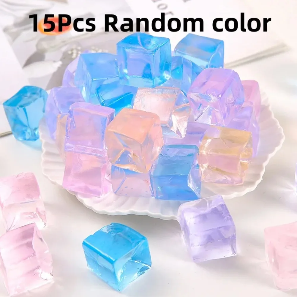 D15Pcs Mini Ice Cube Squishy Toys Release Stress Transparent Small Ice Block Pinch Children Squeezing Stress relieving Toy Gifts image 6