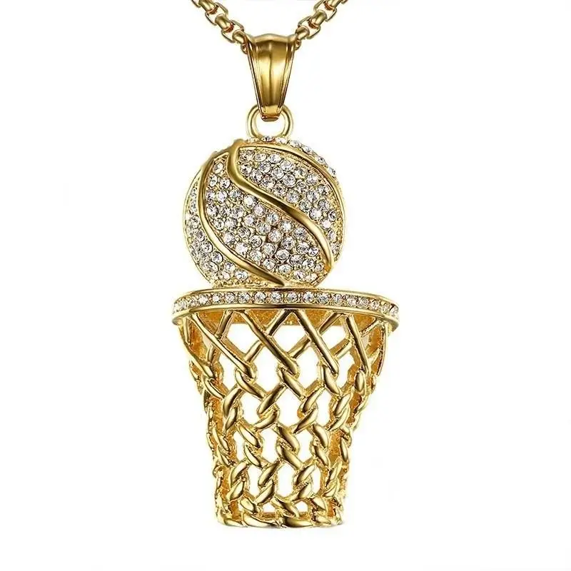 

Gold-Plated Basketball Hoop Pendant Necklace