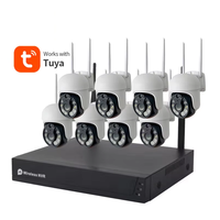 Smart Home Tuya Affordable 360 Degree Wifi Ptz 8ch Dvr Nvr Kit Cctv Surveillance System Outdoor Wireless Security Camera System