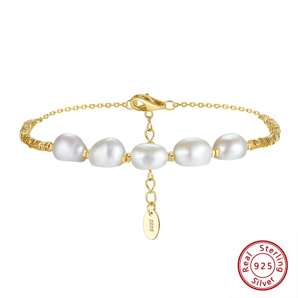 

Kiss Mandy 7mm Baroque Pearls Luxury Freshwater Pearl Bracelet 925 Silver Stackable Beaded Bracelets Banquet Jewelry Gift GPB38