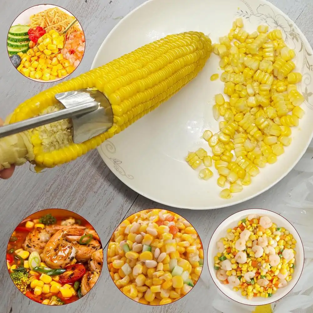 Corn Cob Remover Stainless Steel Corn Peeler Tool for Easy Corn Removal Ergonomic Design Cob Stripper Handy Shaver for Salads