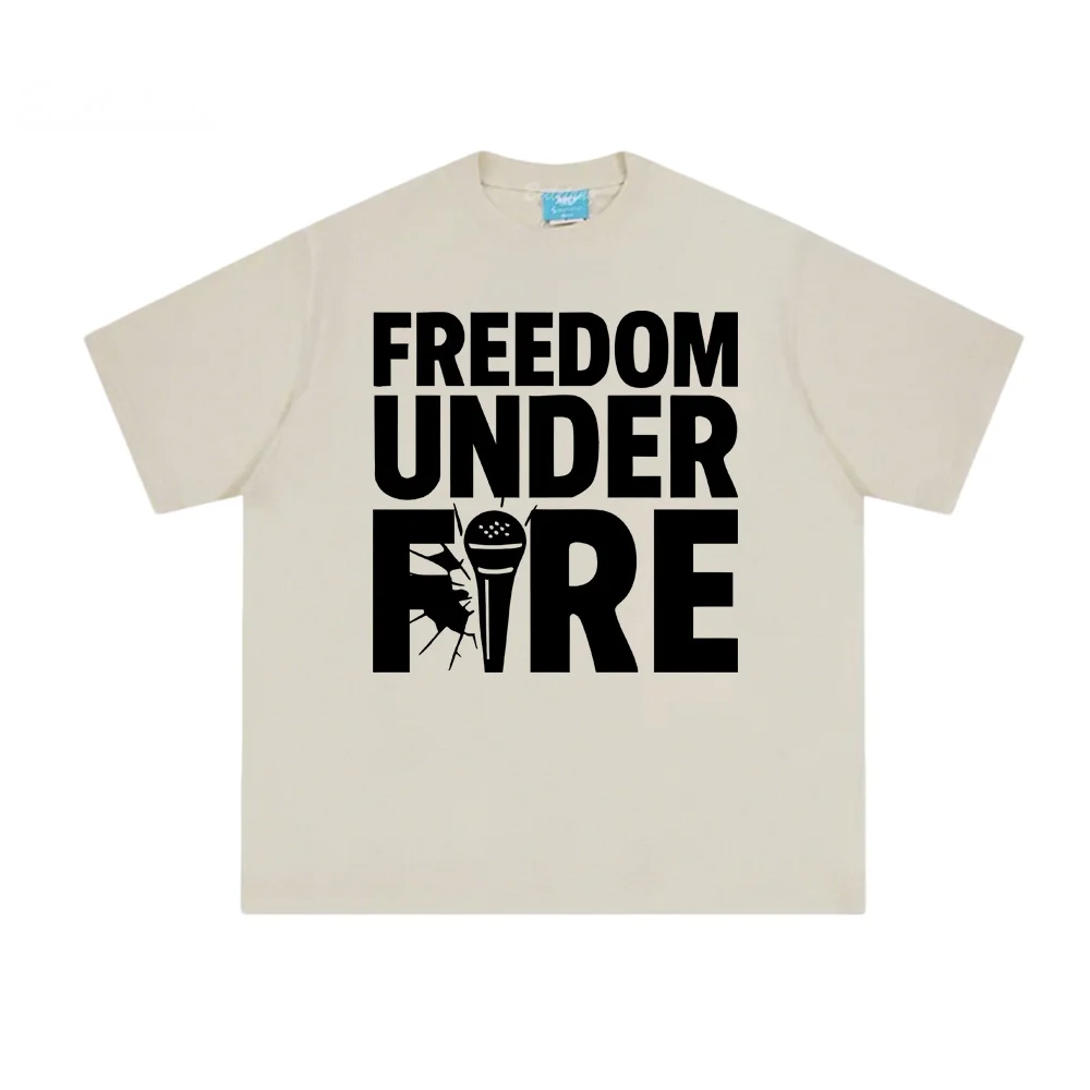FREEDOM UNDER FIRE Tee American Charlie Kirk 100%Cotton High Quality Tee-shirt Sleeve Grunge Summer O-neck Female/Male Tees