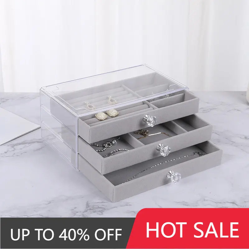 

Velvet Jewelry Storage Tray Display Jewel Holder Stand Bracelet Necklace Ring Storage Box Showcase Drawer Jewelry Organize