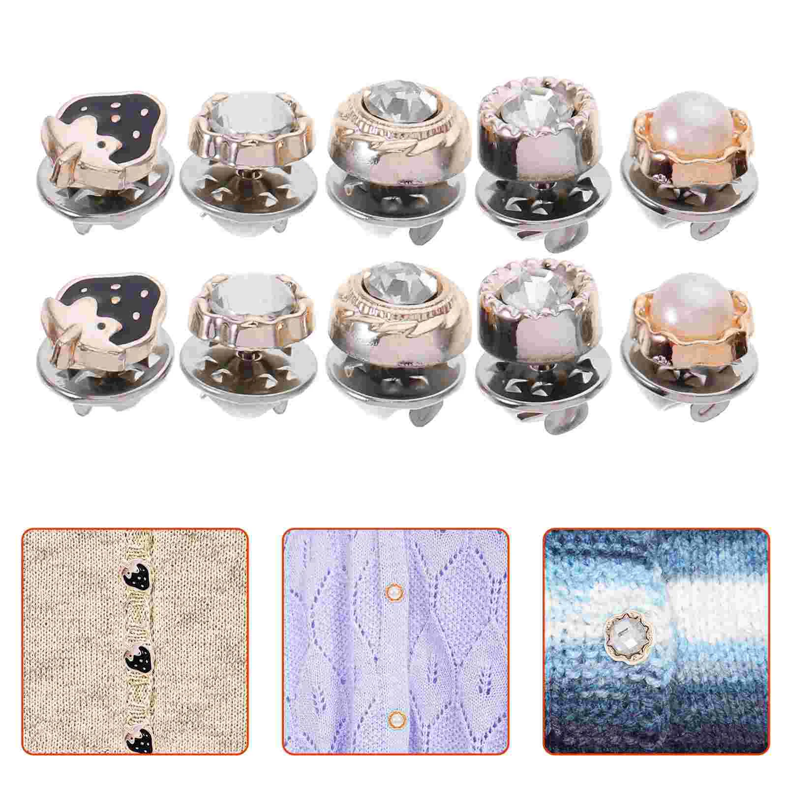 

20 Pcs Flower Brooch Button Lapel Detachable Buttons Alloy Fashion Delicate Design Overcoat Dress Up Supplies