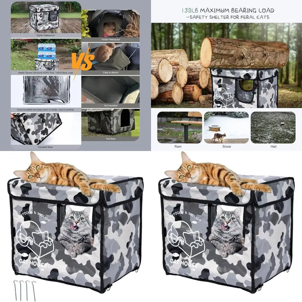

Camouflage Insulated Waterproof Outdoor Cat Shelter with Dual Exit Doors for Feral Cats