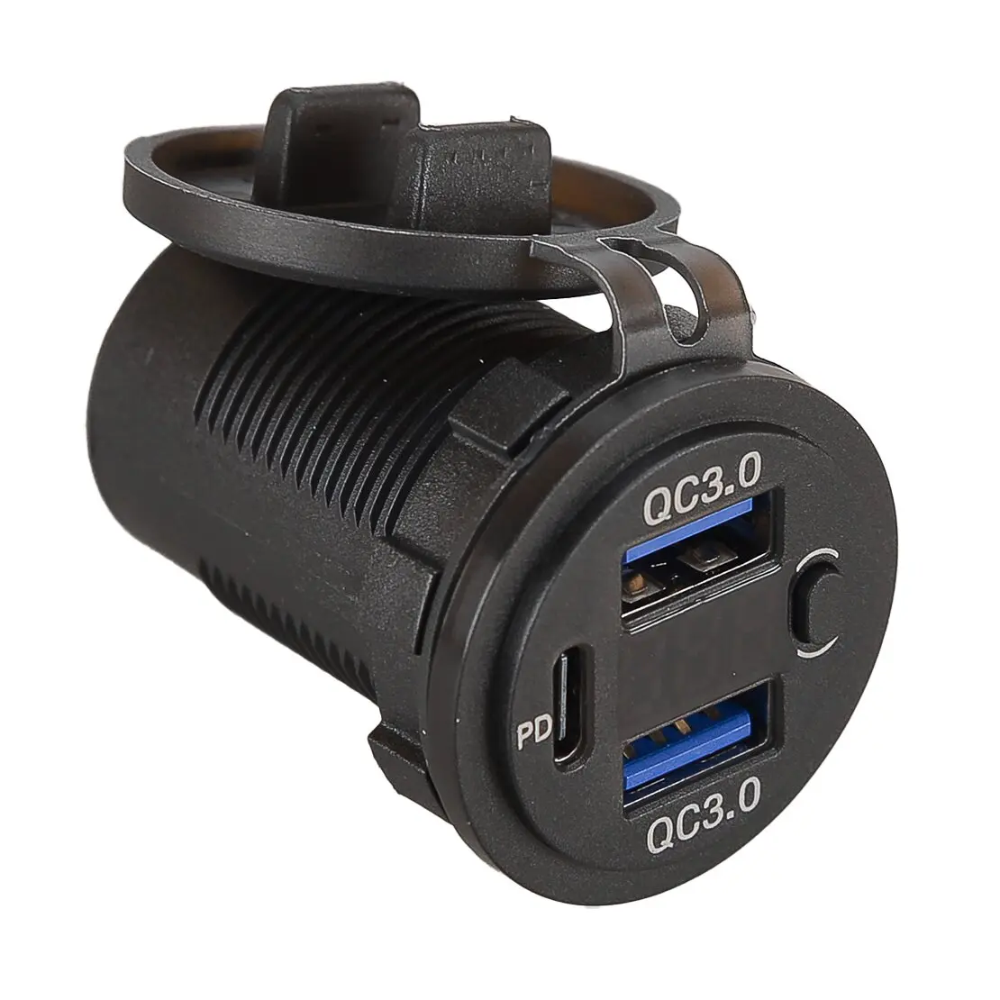 

2-USB PD Type-C Автомобильное зарядное устройство Розетка Адаптер QC3.0 Панель быстрой зарядки Вилка Провод Кабельные аксессуары Зеленый светодиод