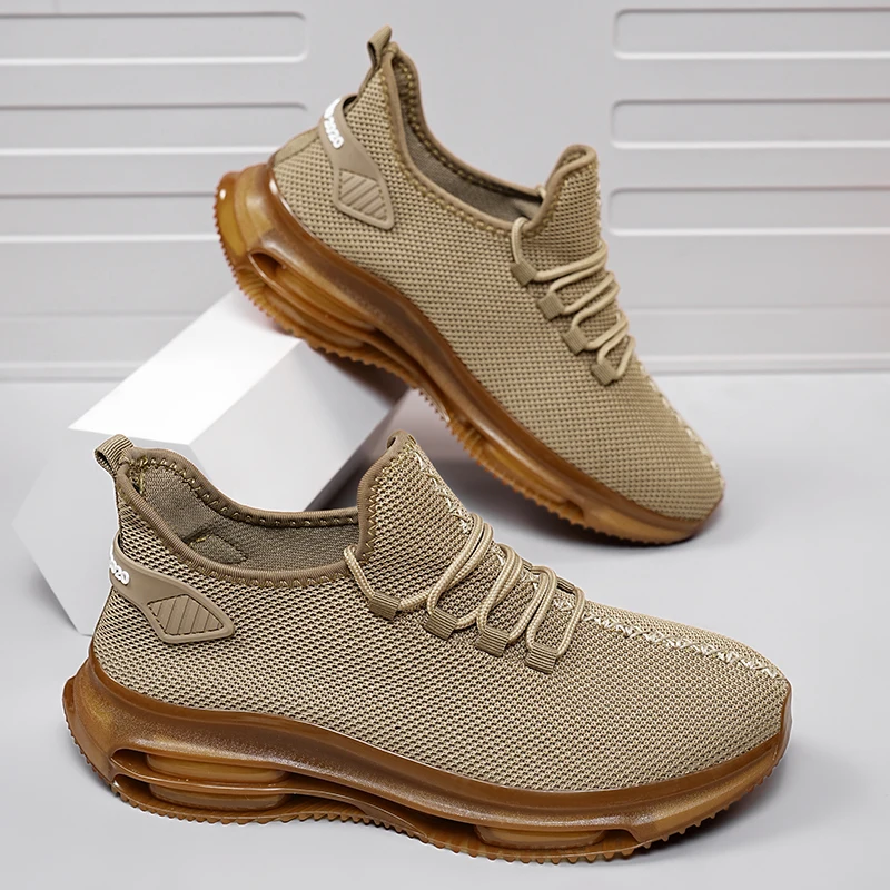 

New Mesh Sneaker Men's Fashion Thick Bottom Comfortable Training Anti Slip Wear Resistant Running Lace Casual Sports Shoes