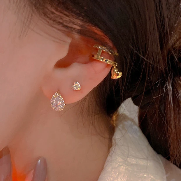 INZATT Real 925 فضة الزركون قطرة الماء هوب أقراط للأزياء النساء هندسية غرامة مجوهرات الحد الأدنى اكسسوارات