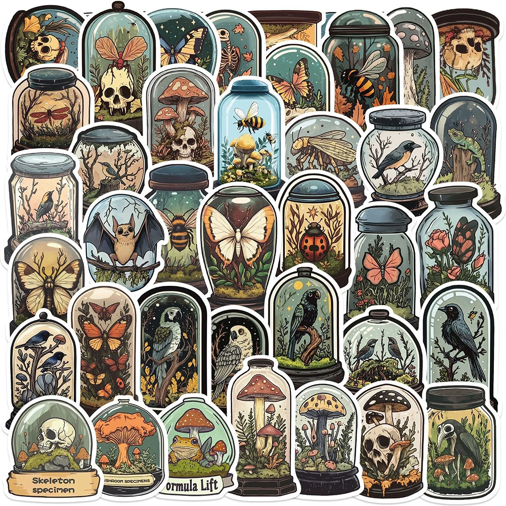 10/30/50pcs Gothic Animals in The Bottle Cartoon Stickers Cool Graffiti Sticker Decoration DIY Notebook Water Bottle Phone Decal