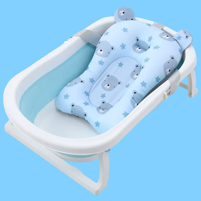 Baby Bathtub Pad Ajustable Bath Support Seat Mat Shower Cushion Newborn Foldable Baby Bath Seat Floating Security Water Pad