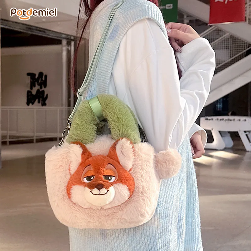 

Плюшевая сумка-кошелек Potdemiel Disney Zootopia Джуди и Ник, милая мультяшная плюшевая сумка через плечо, сумка-бенто для поездок на работу, подарки для девочек