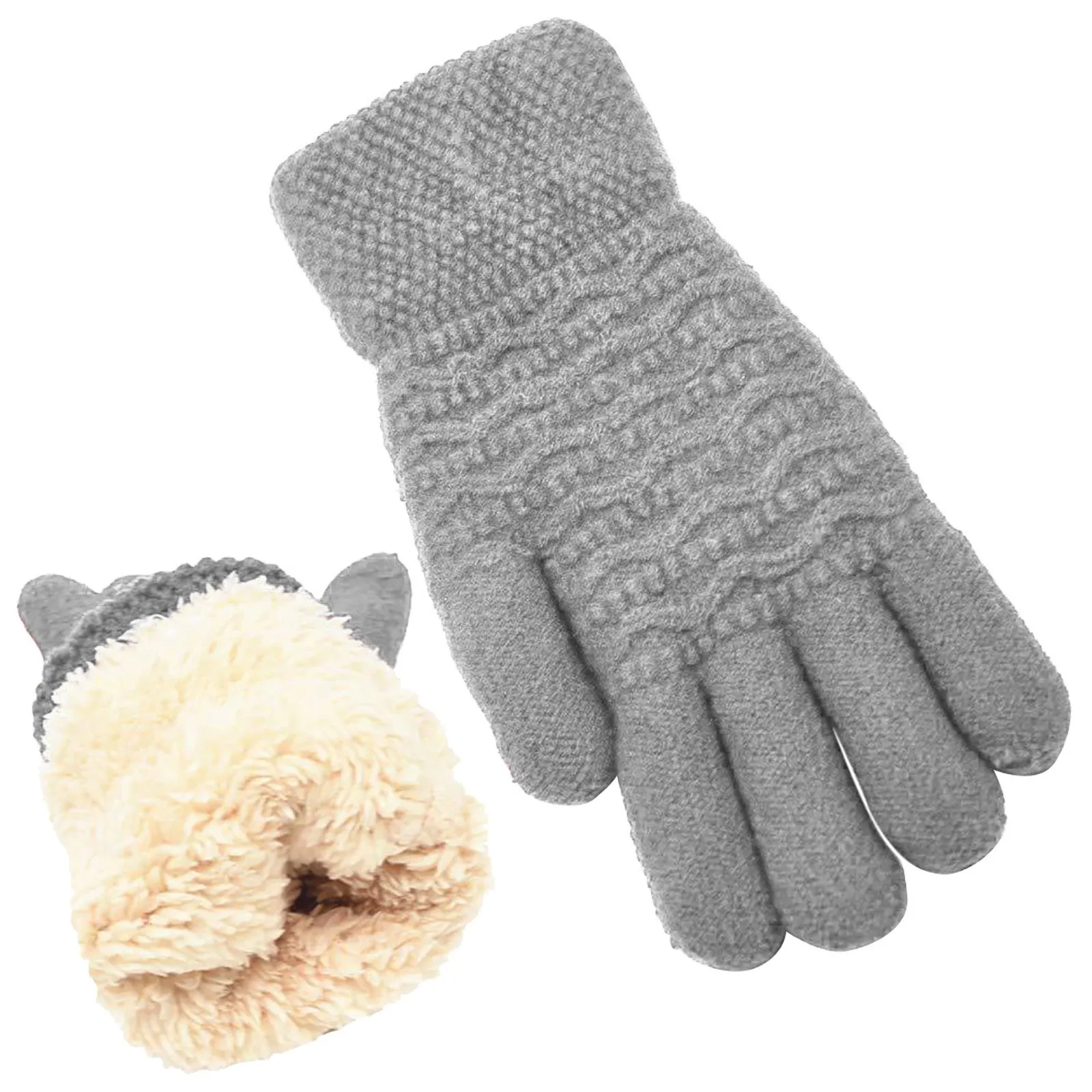 Women's Winter Warm Screen Gloves Womens Thermal Cable Gloves Mittens Combo with Pocket Mittens for Women Cold Weather Heated