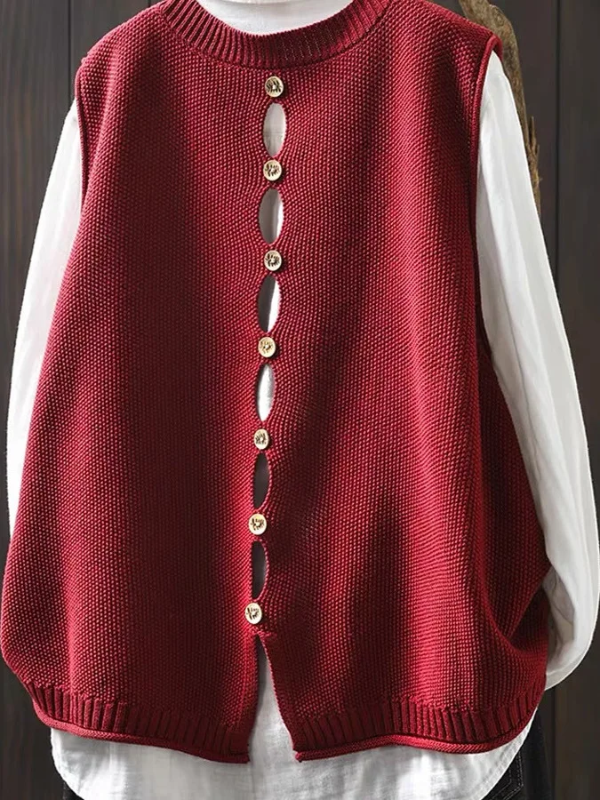 Sli Knitted Vest Women's Faionable Layering Svel Outerwear Trendy Button-Up Regular Fit Moderate Warmth Spring Se...