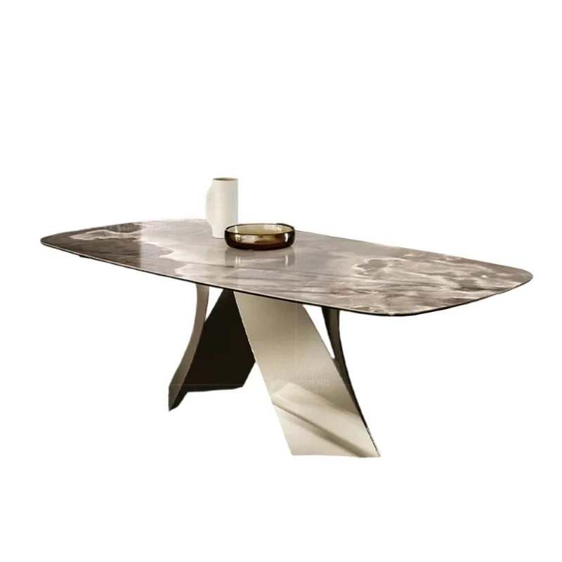 Retractable dining table Household rock slab rectangular function table