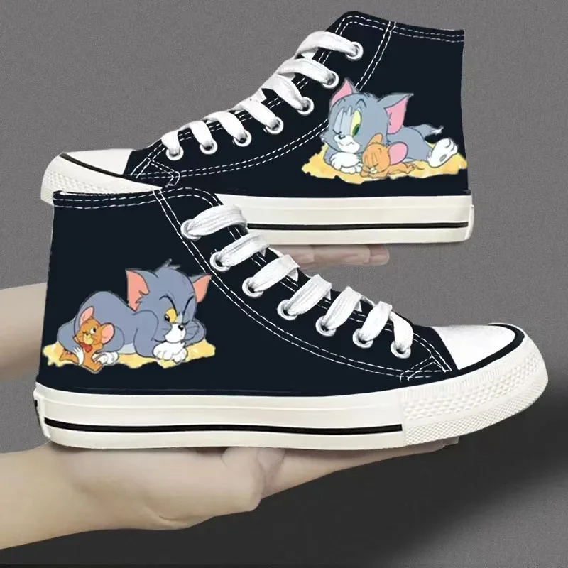 Tom und Jerry Hallo Kitty schwarz echtes Foto Drop Shipping Mädchen Crayon Shin-chan Kinder Kinder Kind Skate Frauen Freizeitschuhe