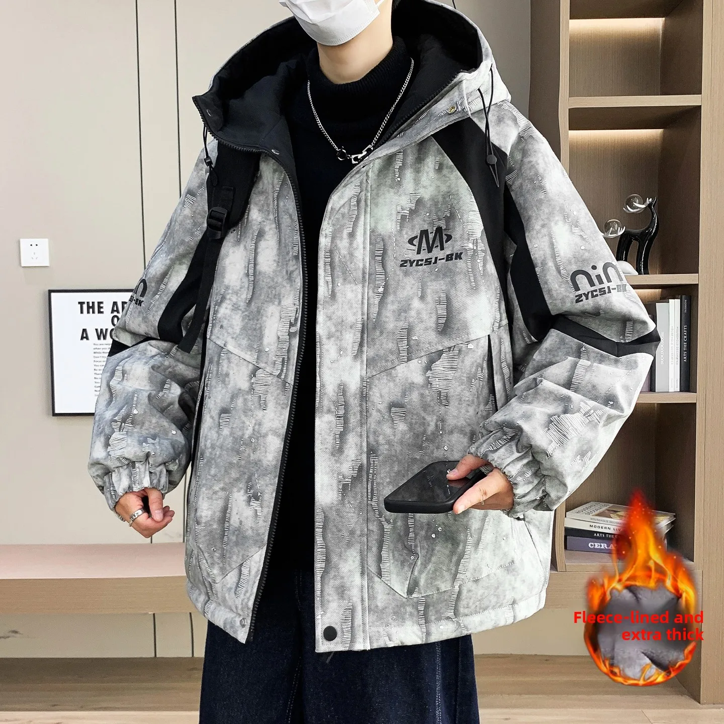 

Новая зимняя модная утепленная хлопковая куртка с капюшоном для мужчин, свободного кроя, теплая, высококачественная верхняя одежда