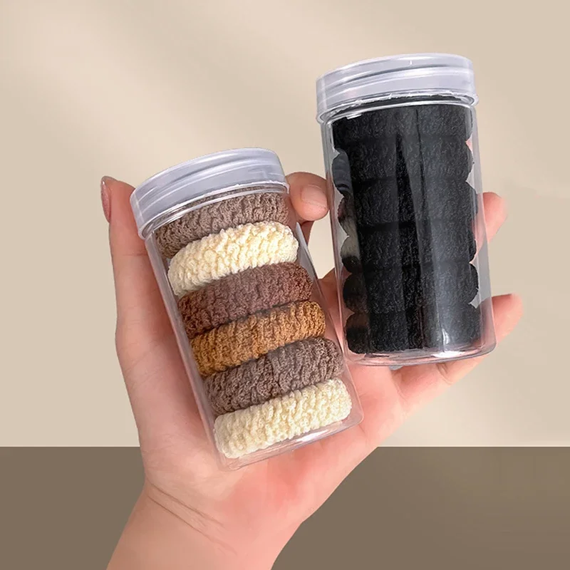

12Pcs Simple Thick Stripe Rubber Bands For Women Girls High Elastic Hair Tie Ponytail Holder Versatile Fashion Hair Rope Gifts