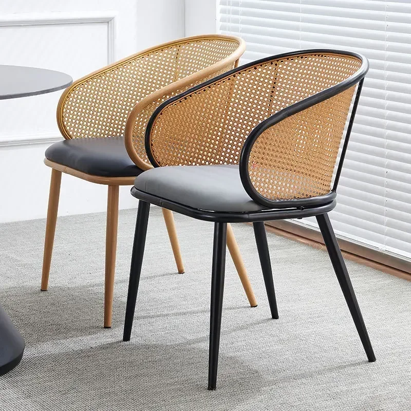 Exquisite Minimalist Retro Dining Chair With Armrests Home, Hotel Cafe Rattan Chair Bar Homestay Leisure Chair Durable