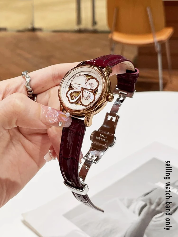 النساء فراشة مشبك جلد طبيعي حزام ساعة اليد ل Fiyta LA8262 LA8562 أي ماركة حزام موضة الأدمة حزام الساعات سوار