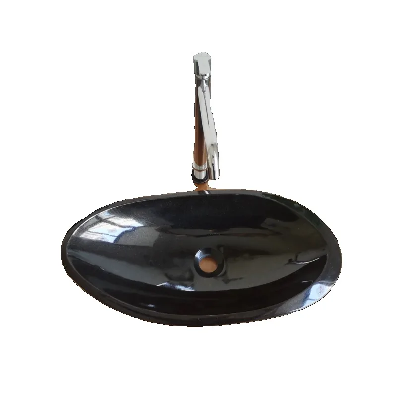 Natural granite Shanxi black wash basin, boat-shaped art stage basin, high-brightness hardness stone wash basin