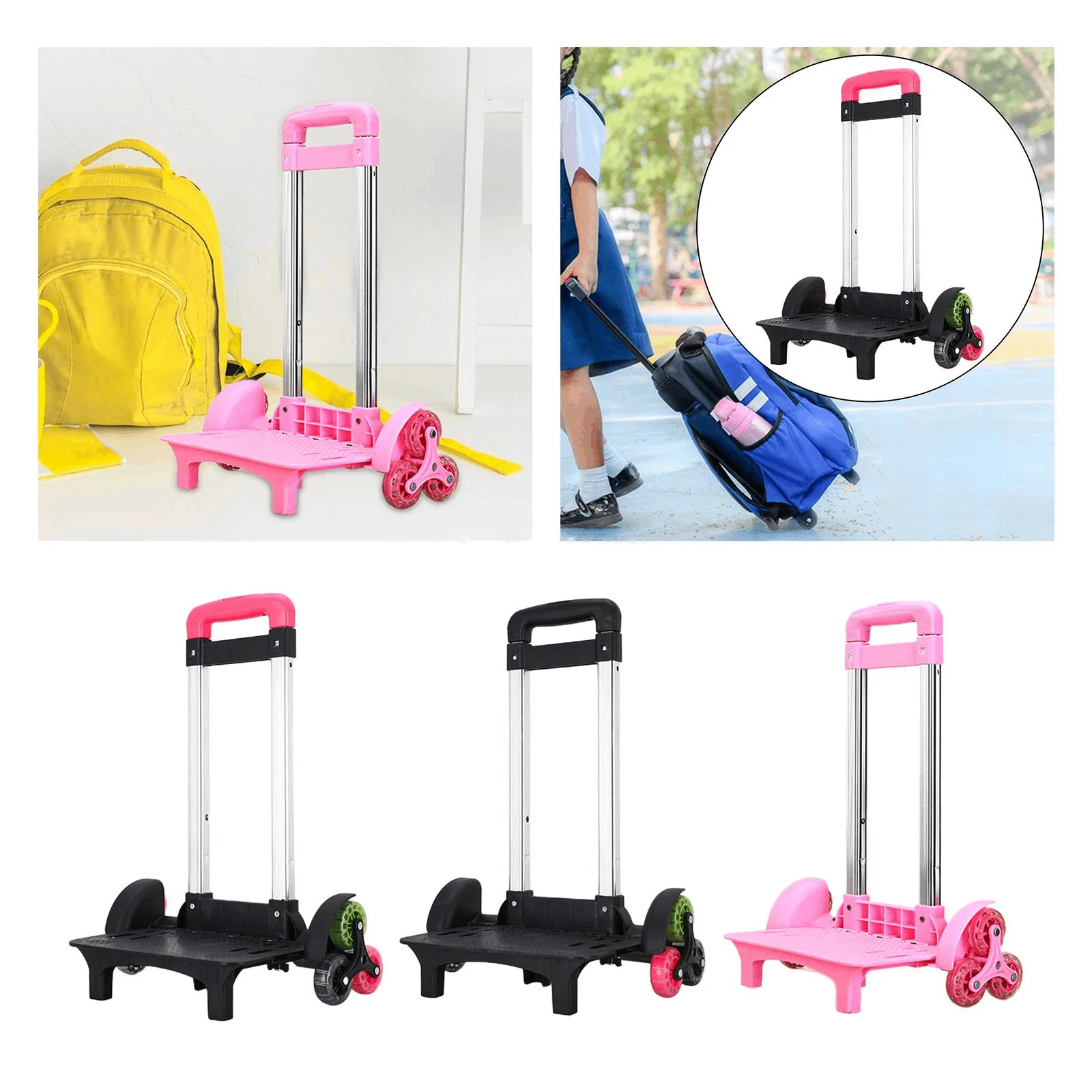 Luggage Cart With Wheels With Telescopic Rod  Luggage Lever Removable Folding Backpack Lever 6 Wheel Climbing Staircase Tie Rack