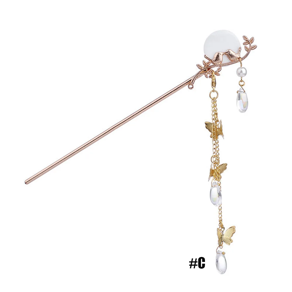 Ornaments Headdress Butterfly Tassel Chinese Classic Tassel Hairpin Pearl Hair Sticks Hair Accessories Plate Hair Fork