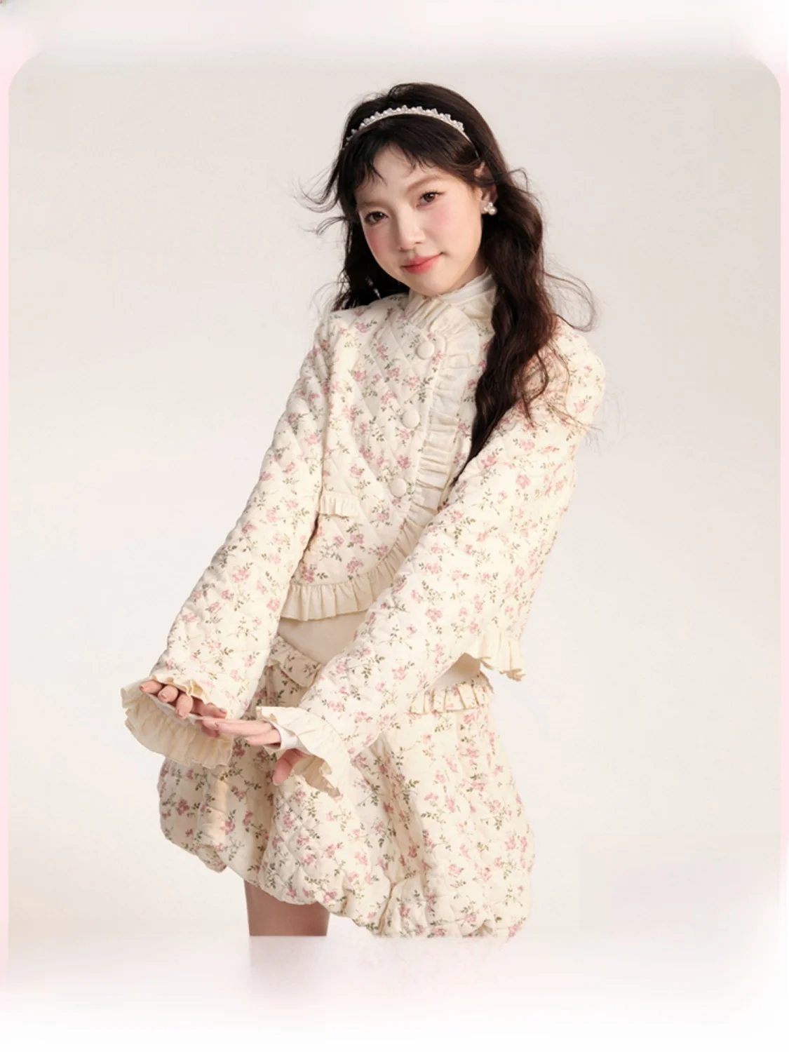 

AooRaa оригинальный дизайн Moonlight Blooming Floral хлопковый комплект джата свободная осенне-зимняя женская одежда Thiened ort Sve