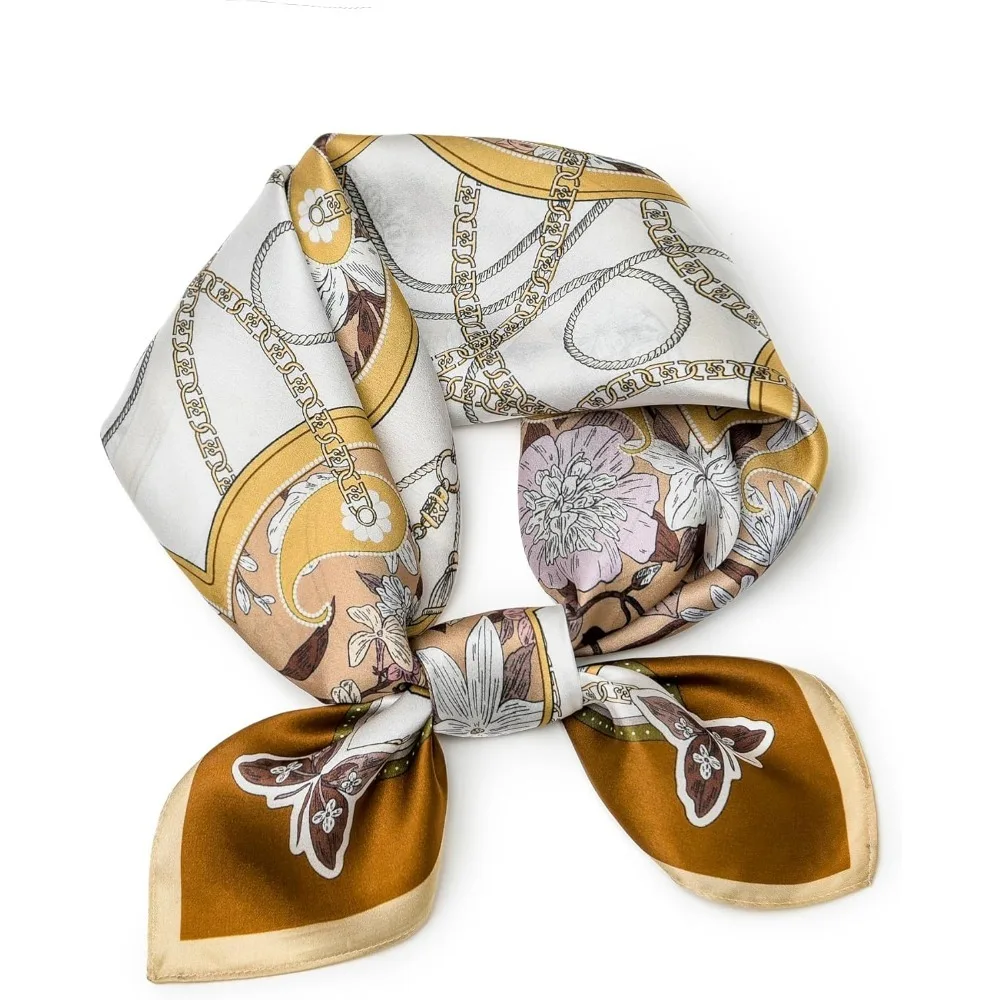 

Pure Mulberry Silk Square Scarf 25.6" X25.6'' - Head & Neck Scarf for Women, Gift-Packaged