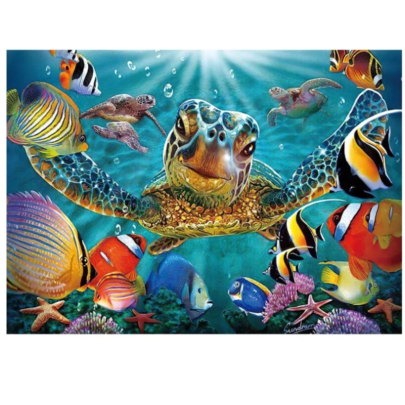 1000 Pieces Puzzle Adult Jigsaw Puzzle Undersea Series Sea Turtle Puzzle Educational Toys Decorative Painting Birthday Present